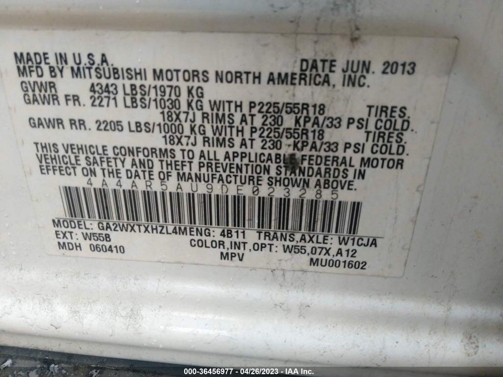 4A4AR5AU9DE023285 2013 MITSUBISHI OUTLANDER SPORT photo no. 9