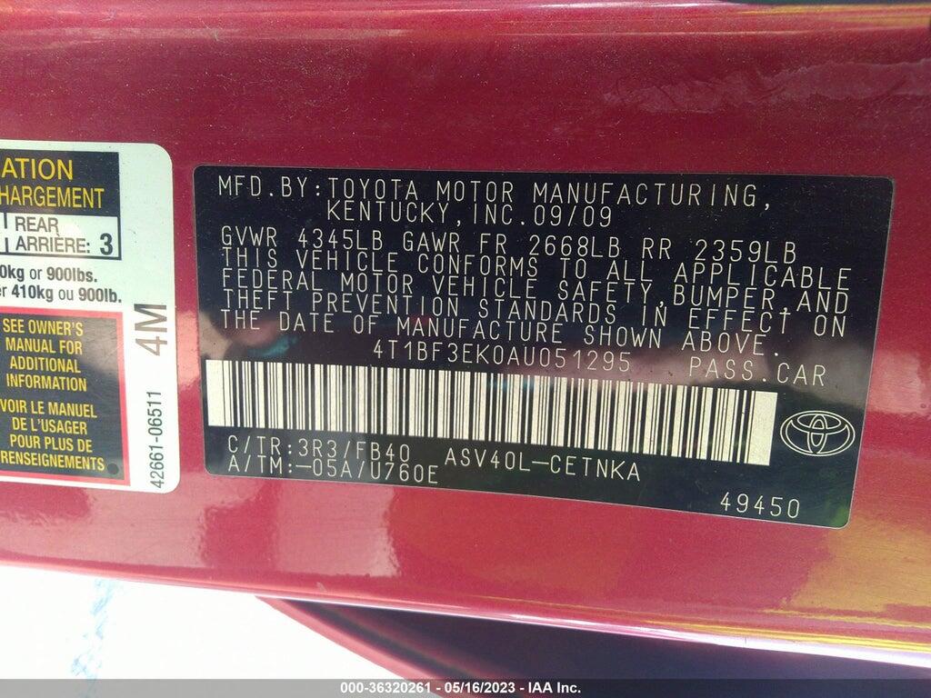 4T1BF3EK0AU051295 2010 TOYOTA CAMRY photo no. 9