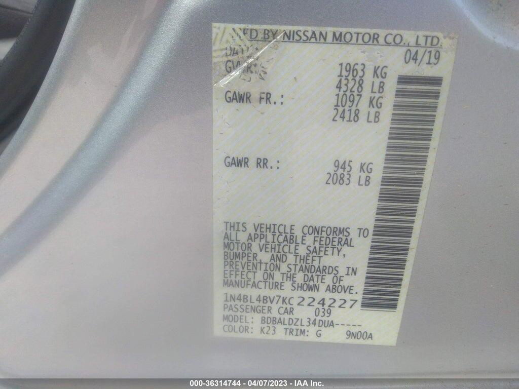 1N4BL4BV7KC224227 2019 NISSAN ALTIMA photo no. 9