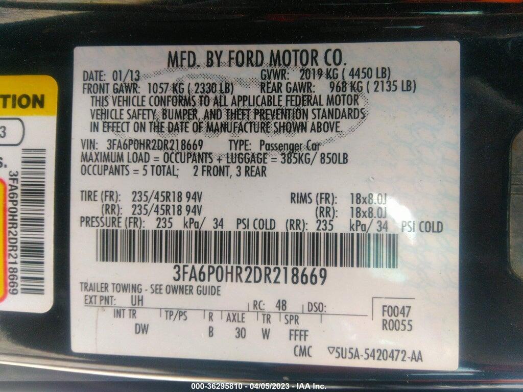 3FA6P0HR2DR218669 2013 FORD FUSION photo no. 9