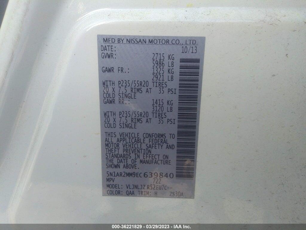 5N1AR2MM9EC639840 2014 NISSAN PATHFINDER photo no. 9