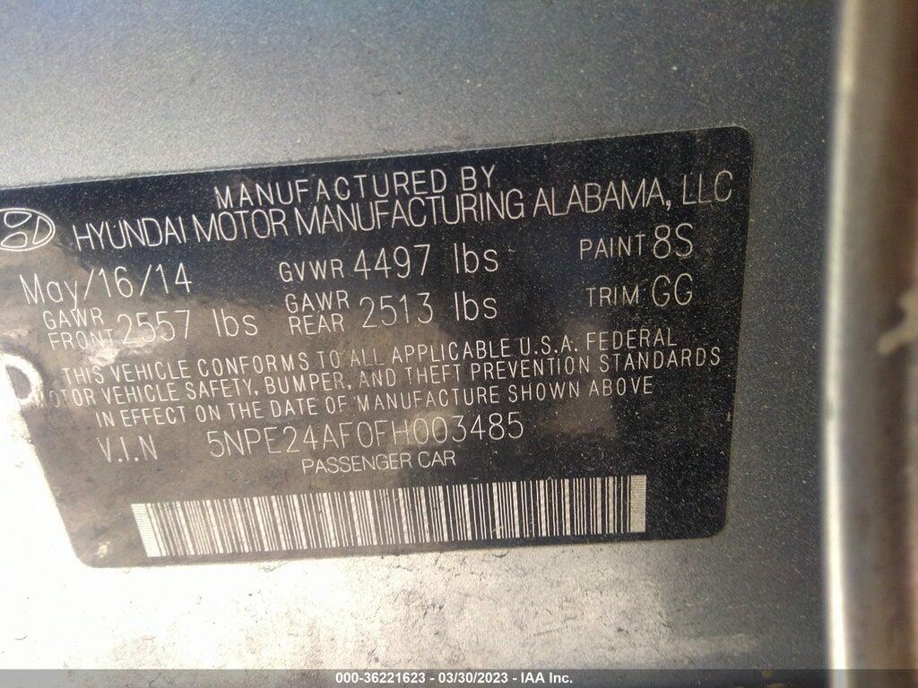 5NPE24AF0FH003485 2015 HYUNDAI SONATA photo no. 9