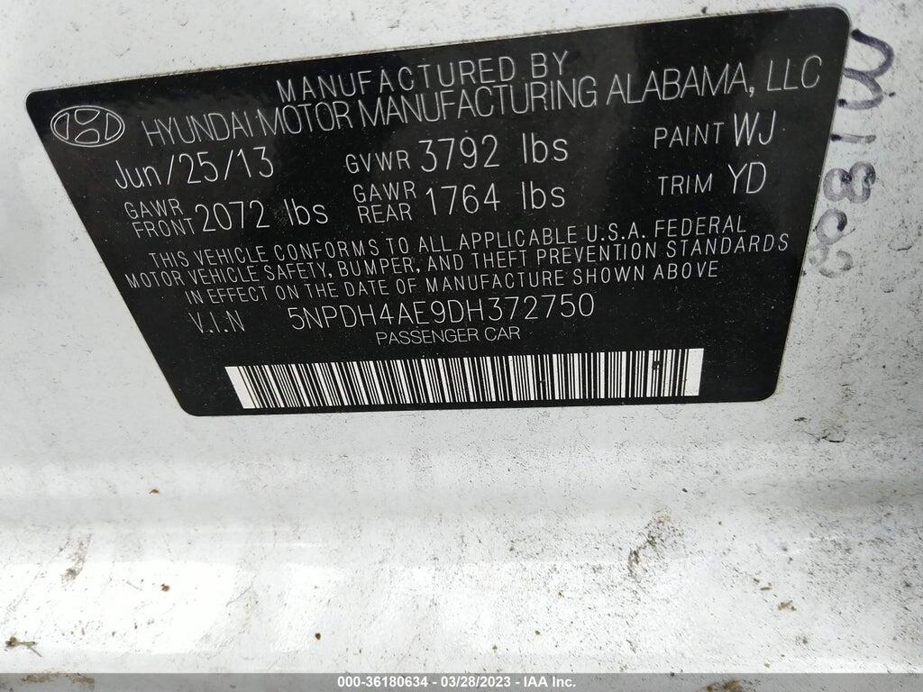 5NPDH4AE9DH372750 2013 HYUNDAI ELANTRA photo no. 9