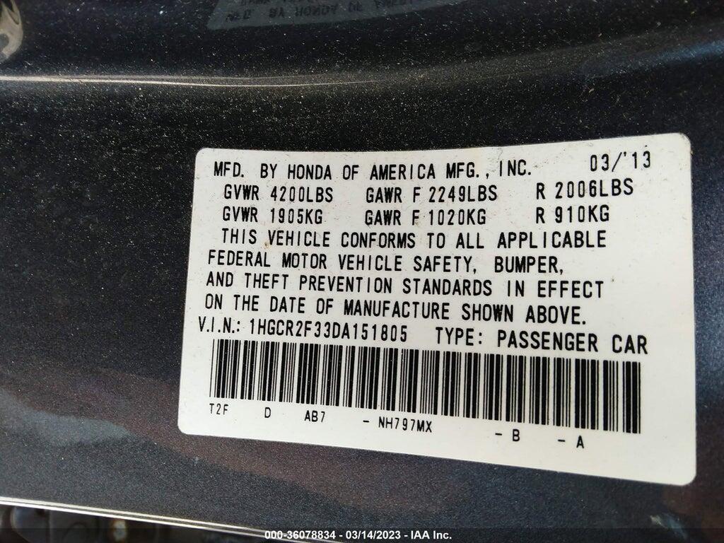 1HGCR2F33DA151805 2013 HONDA ACCORD photo no. 9