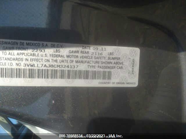 3VWLL7AJ8CM324137 2012 VOLKSWAGEN JETTA photo no. 9