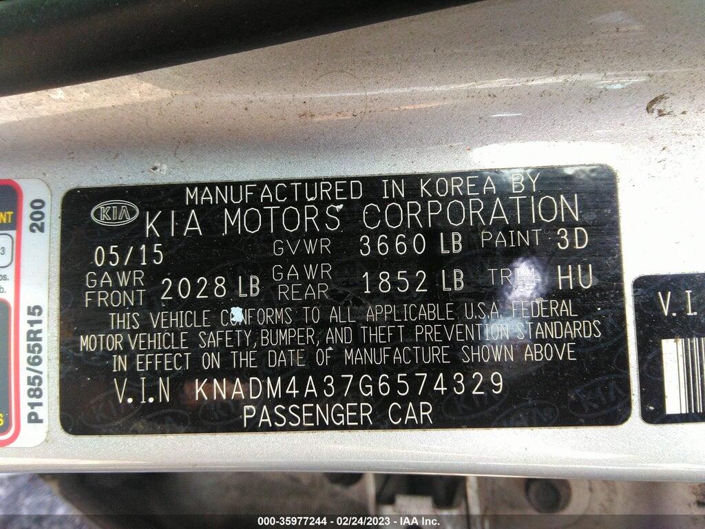 KNADM4A37G6574329 2016 KIA RIO photo no. 9