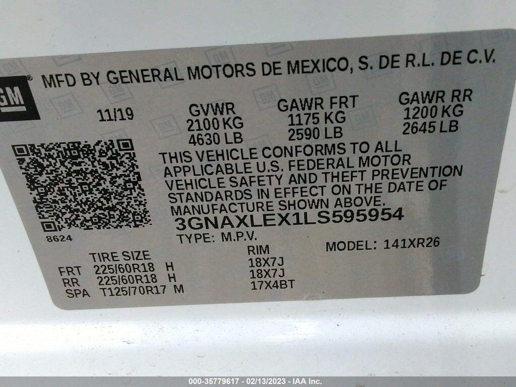 3GNAXLEX1LS595954 2020 CHEVROLET EQUINOX photo no. 9