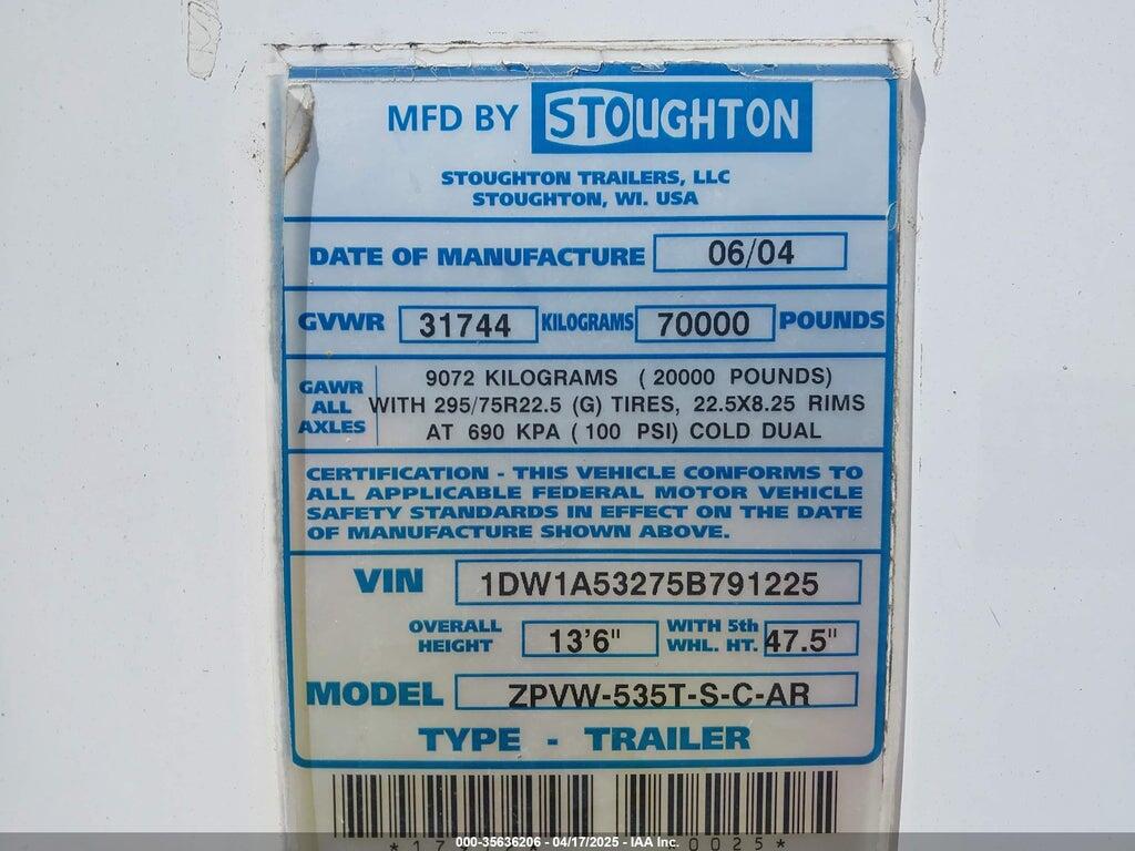 1DW1A53275B791225 2005 STOUGHTON TRAILER photo no. 9