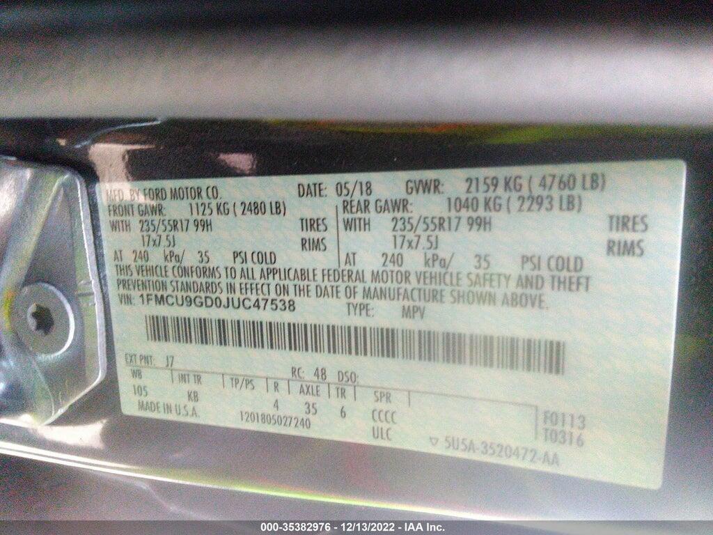 1FMCU9GD0JUC47538 2018 FORD ESCAPE photo no. 9