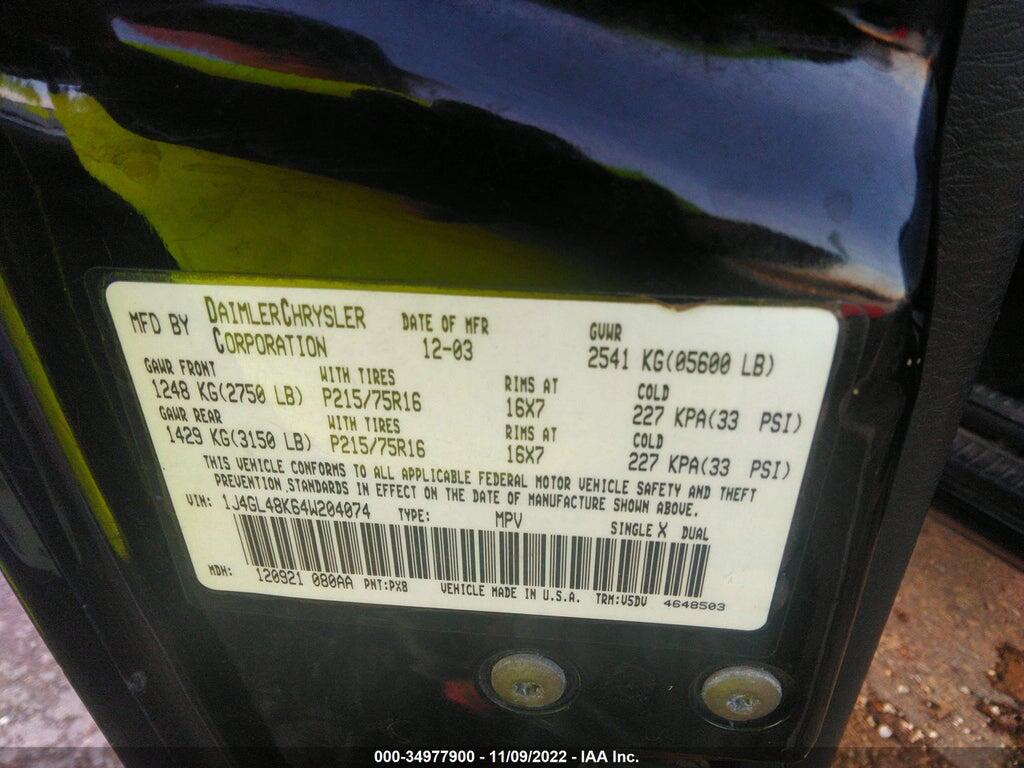 1J4GL48K64W204074 2004 JEEP LIBERTY photo no. 9
