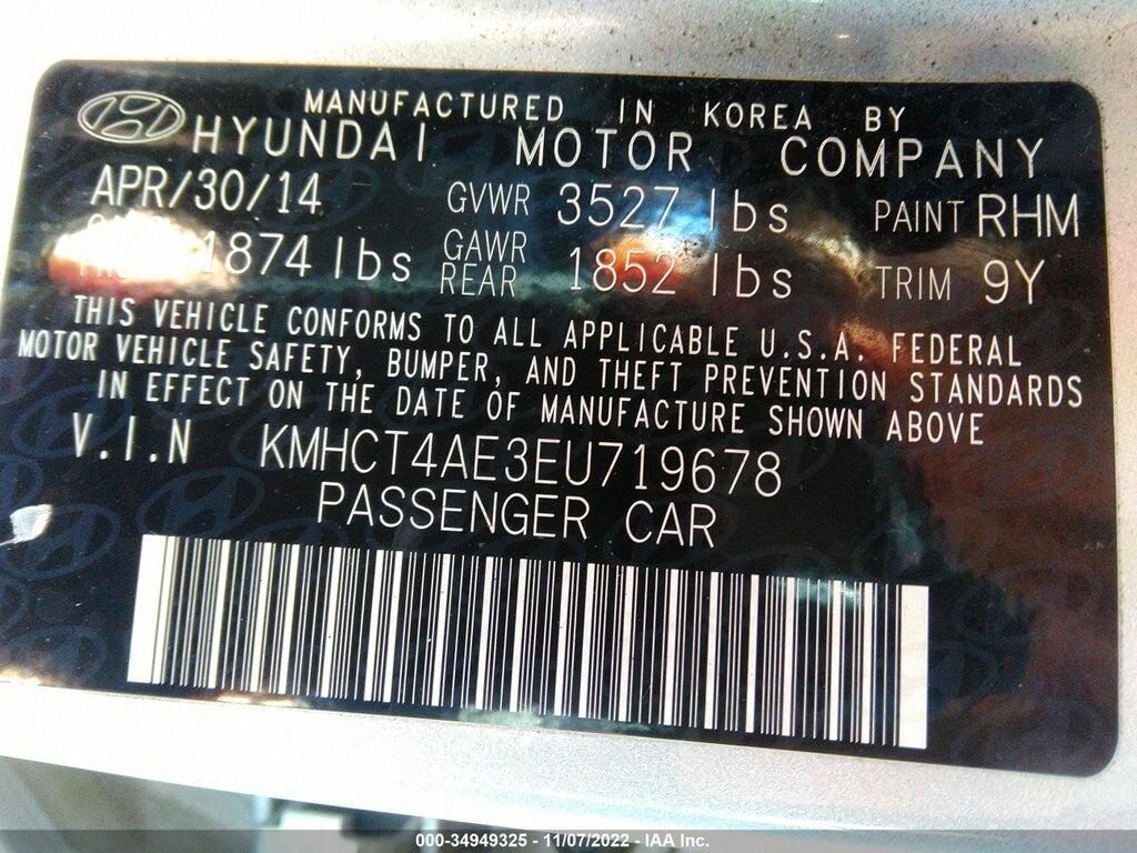 KMHCT4AE3EU719678 2014 HYUNDAI ACCENT photo no. 9