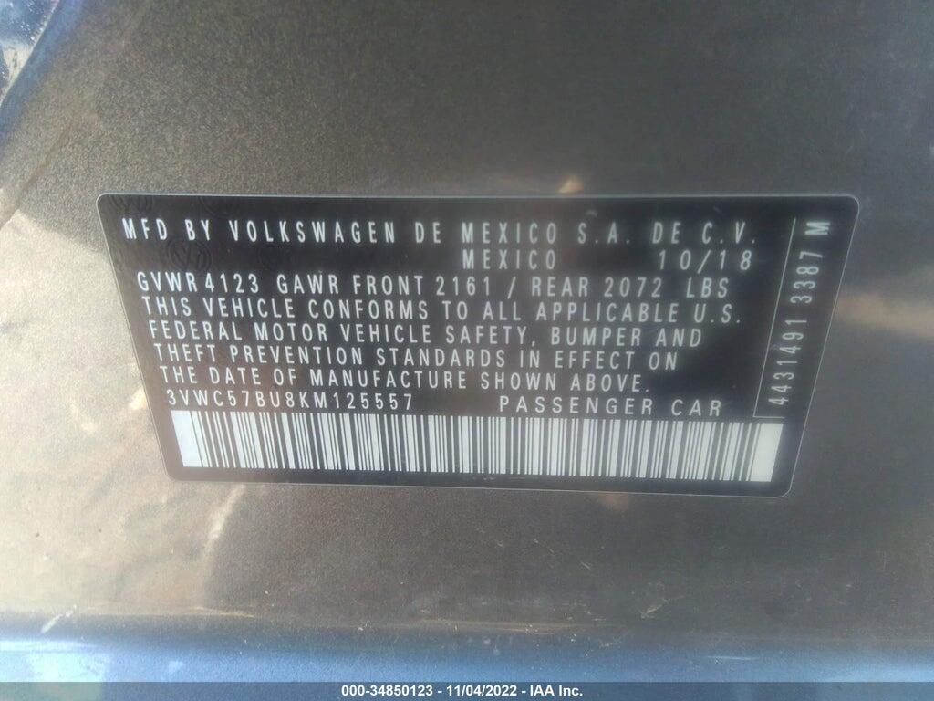 3VWC57BU8KM125557 2019 VOLKSWAGEN JETTA photo no. 9