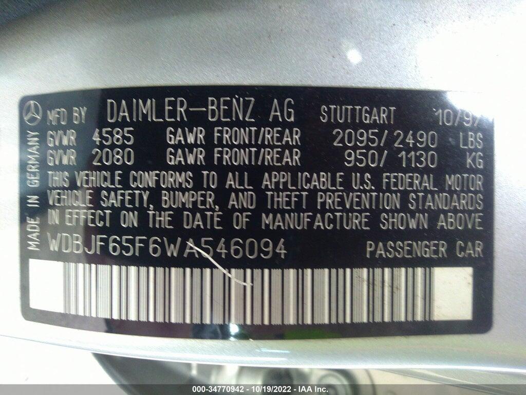WDBJF65F6WA546094 1998 MERCEDES-BENZ E 320 photo no. 9