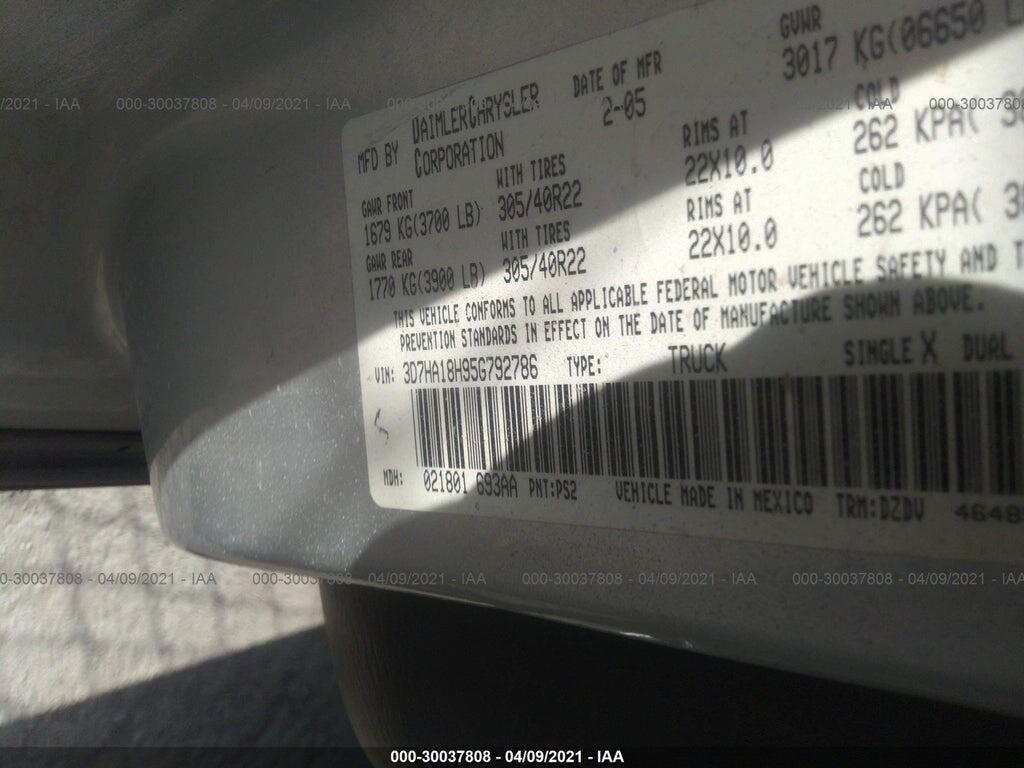 3D7HA18H95G792786 2005 DODGE RAM 1500 photo no. 9