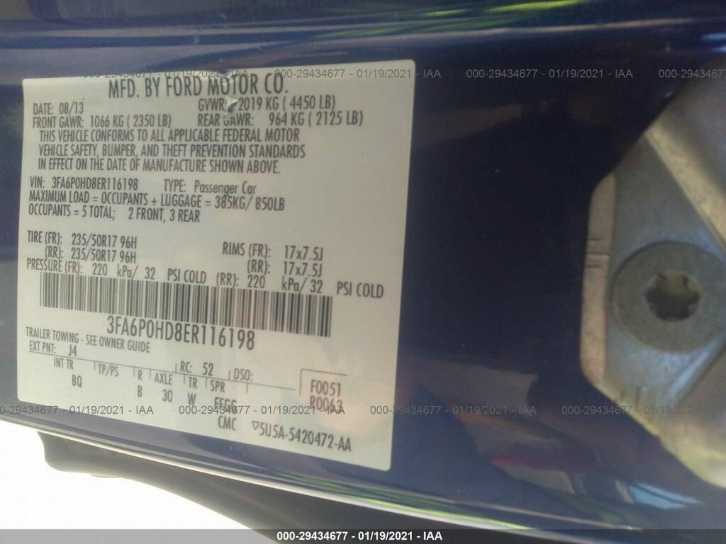 3FA6P0HD8ER116198 2014 FORD FUSION photo no. 9