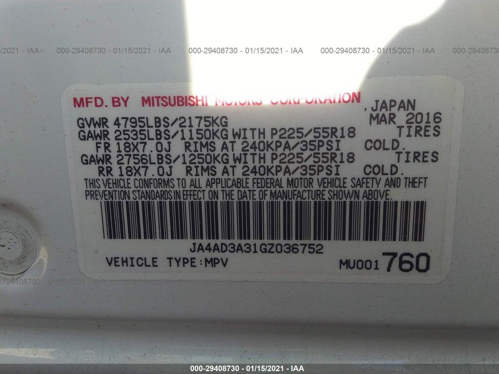 JA4AD3A31GZ036752 2016 MITSUBISHI OUTLANDER photo no. 9