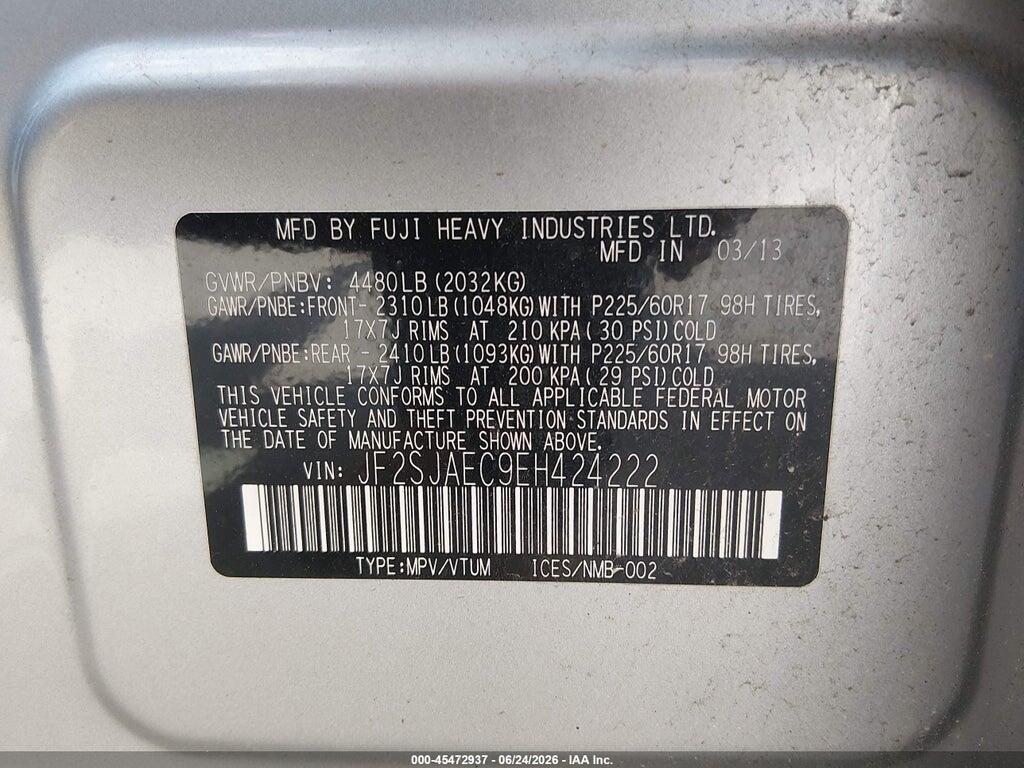 JF2SJAEC9EH424222 2014 SUBARU FORESTER photo no. 9