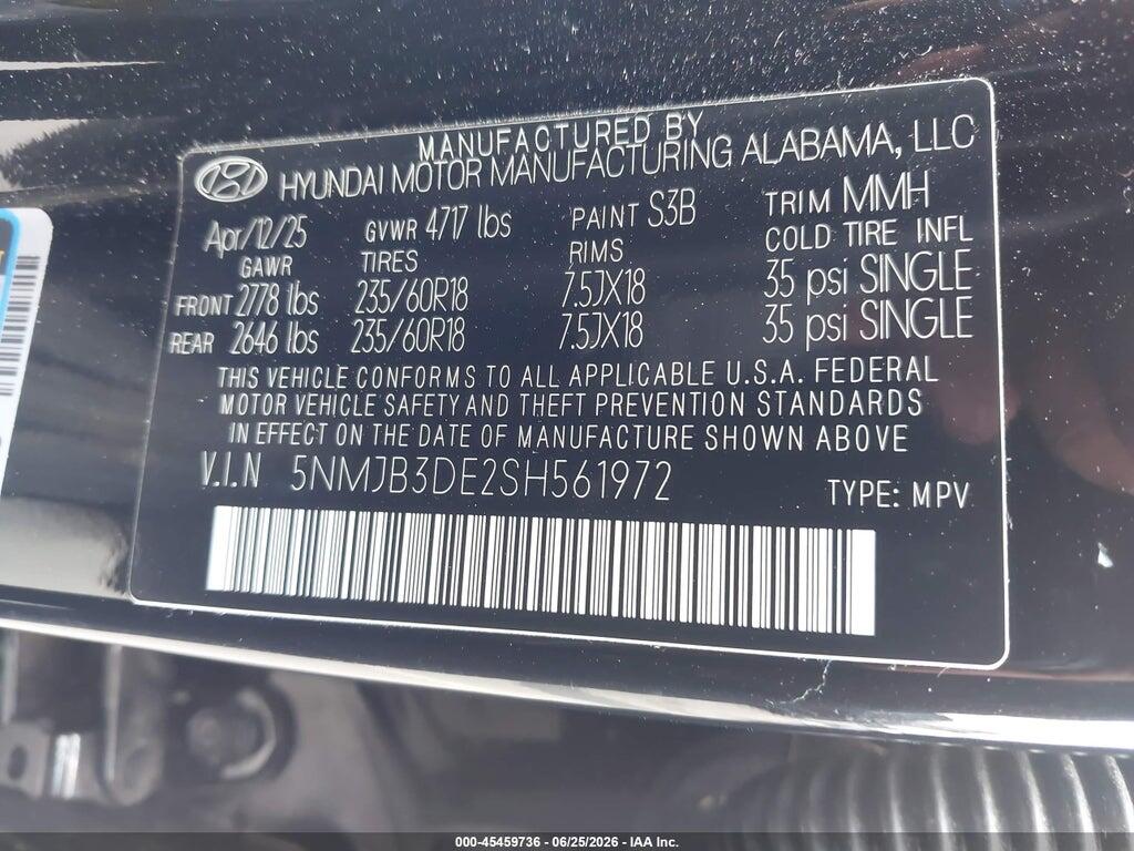 5NMJB3DE2SH561972 2025 HYUNDAI TUCSON photo no. 9