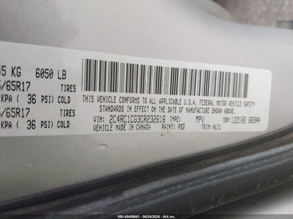 2C4RC1CG3CR232616 2012 CHRYSLER TOWN & COUNTRY photo no. 9