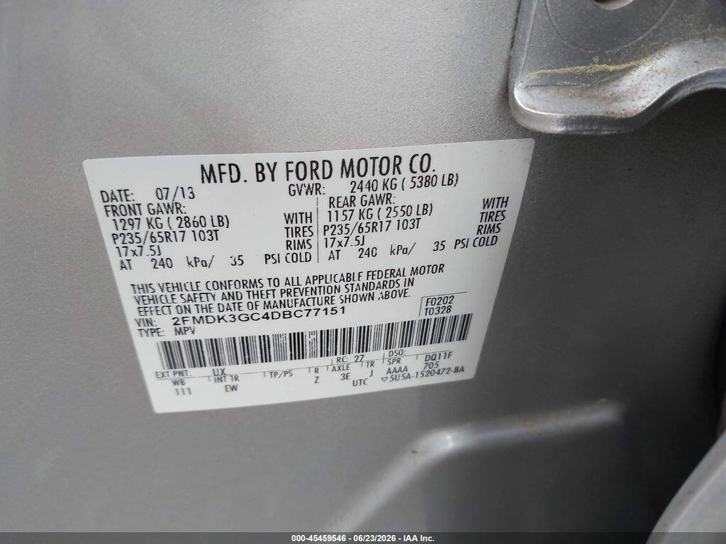 2FMDK3GC4DBC77151 2013 FORD EDGE photo no. 9