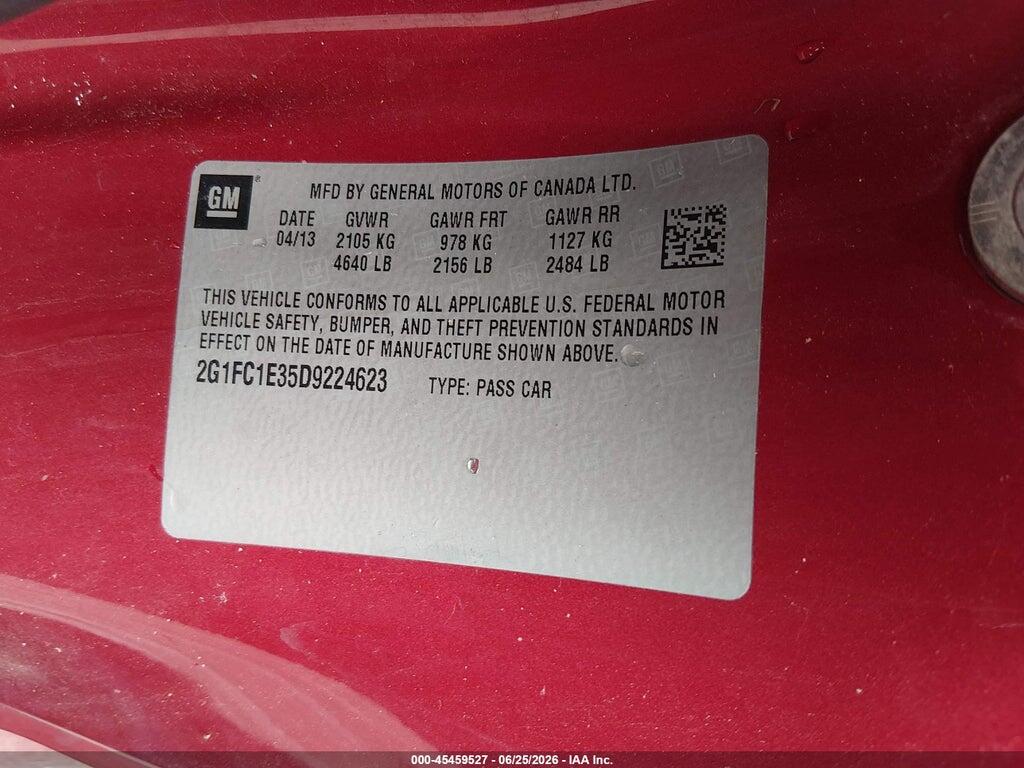 2G1FC1E35D9224623 2013 CHEVROLET CAMARO photo no. 9