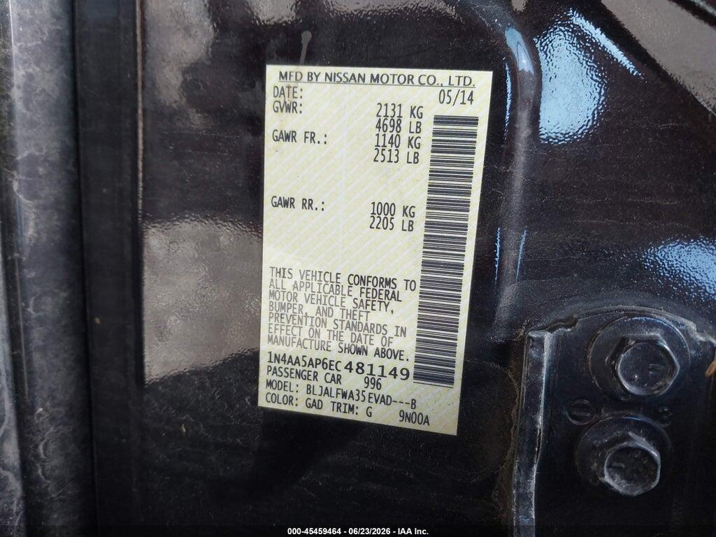 1N4AA5AP6EC481149 2014 NISSAN MAXIMA photo no. 9