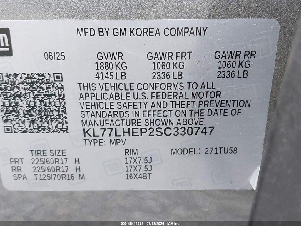 KL77LHEP2SC330747 2025 CHEVROLET TRAX photo no. 9