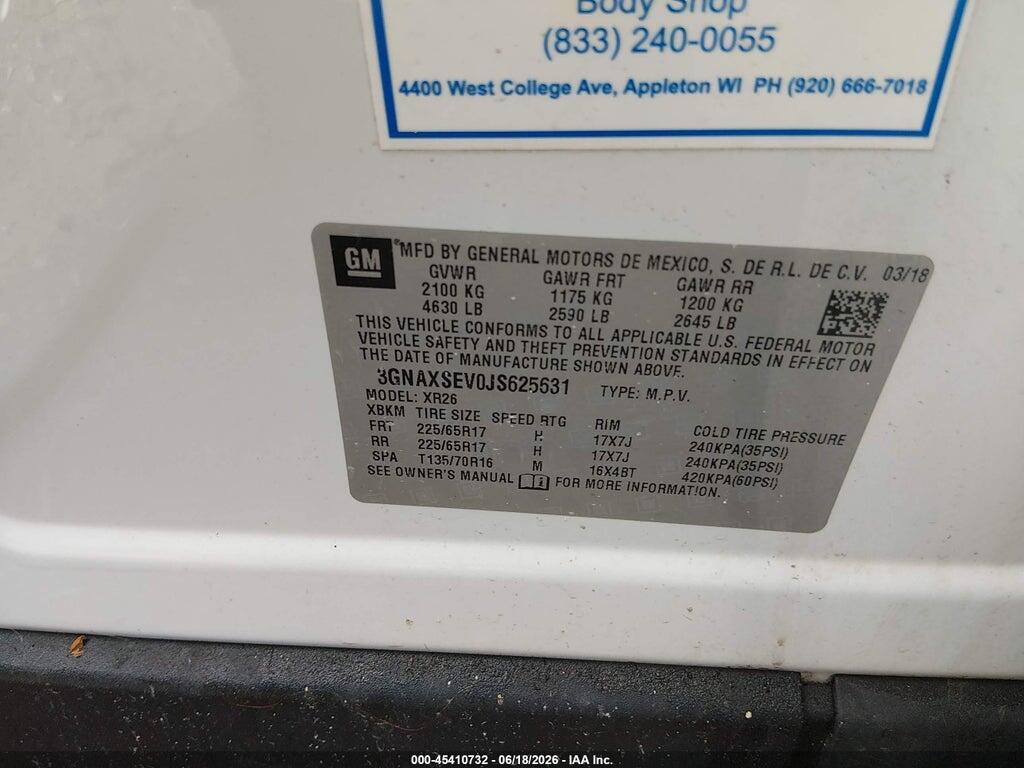 3GNAXSEV0JS625631 2018 CHEVROLET EQUINOX photo no. 9