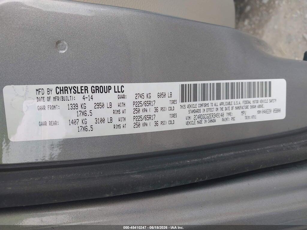 2C4RDGCG2ER349140 2014 DODGE GRAND CARAVAN photo no. 9