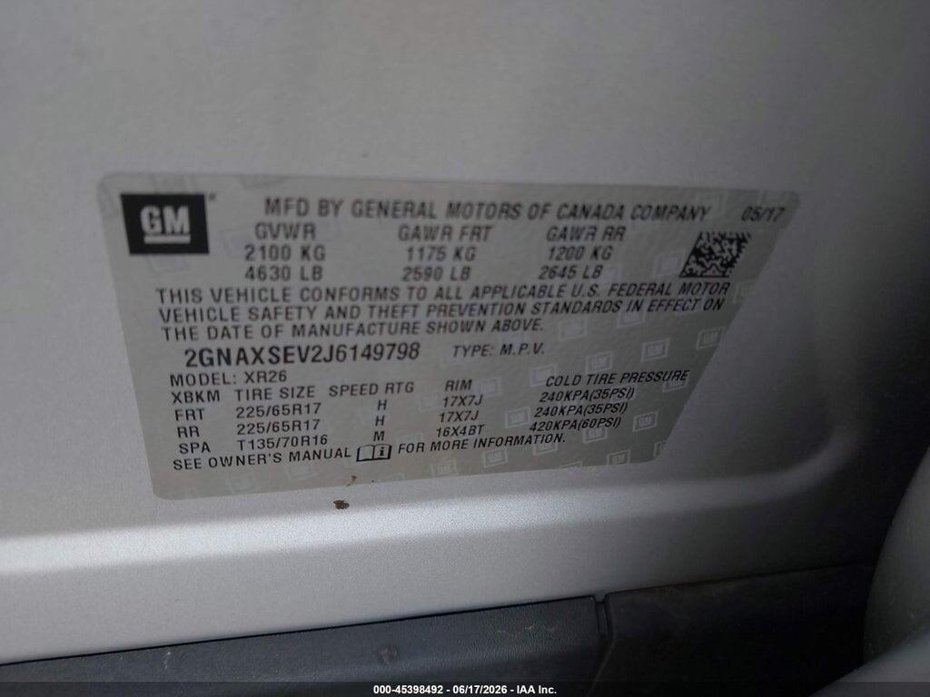 2GNAXSEV2J6149798 2018 CHEVROLET EQUINOX photo no. 9