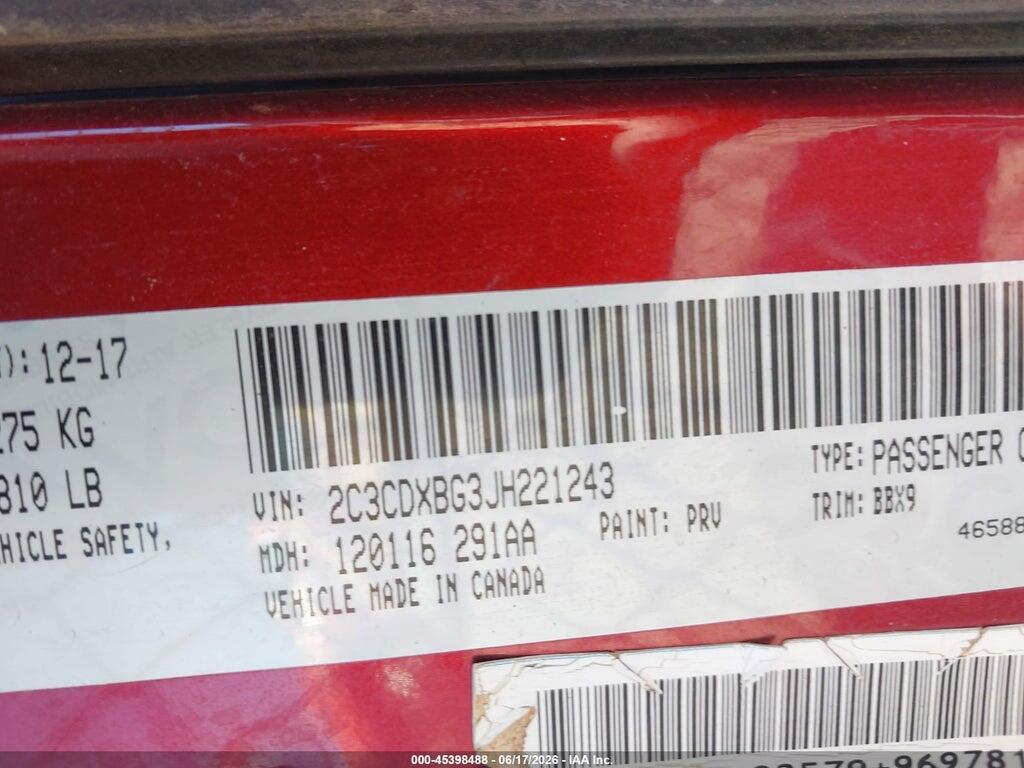 2C3CDXBG3JH221243 2018 DODGE CHARGER photo no. 9