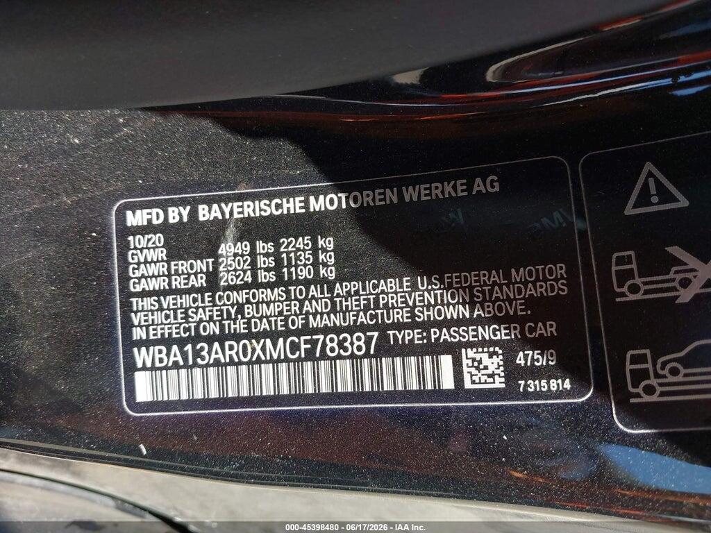WBA13AR0XMCF78387 2021 BMW M440I photo no. 9