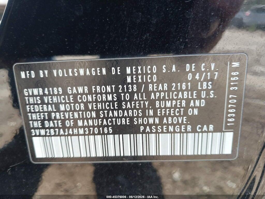 3VW2B7AJ4HM370165 2017 VOLKSWAGEN JETTA photo no. 9
