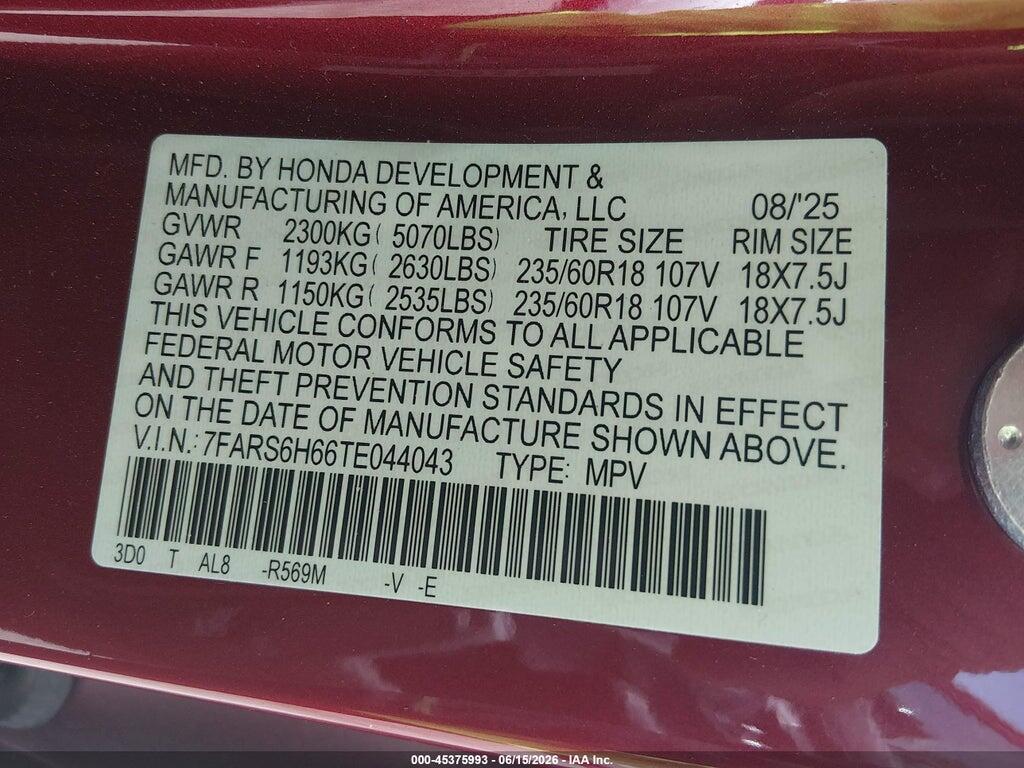 7FARS6H66TE044043 2026 HONDA CR-V HYBRID photo no. 9