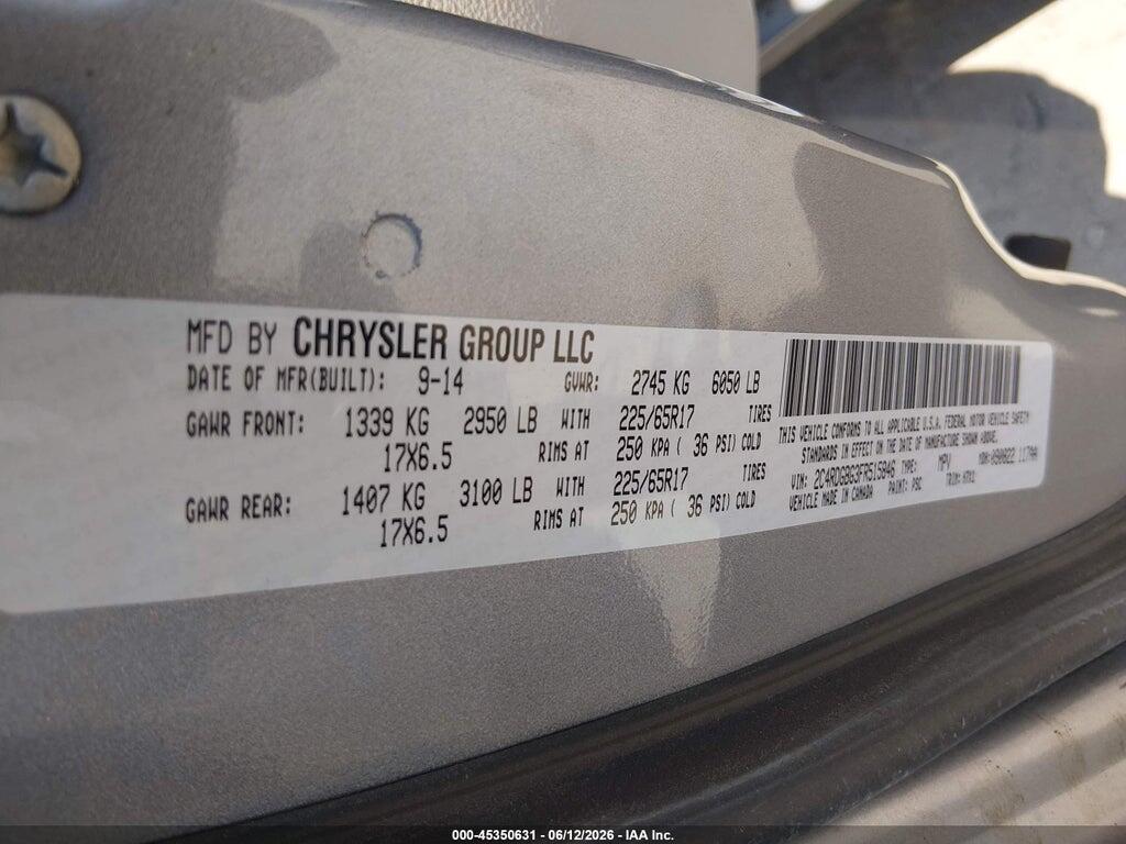 2C4RDGBG3FR515846 2015 DODGE GRAND CARAVAN photo no. 9