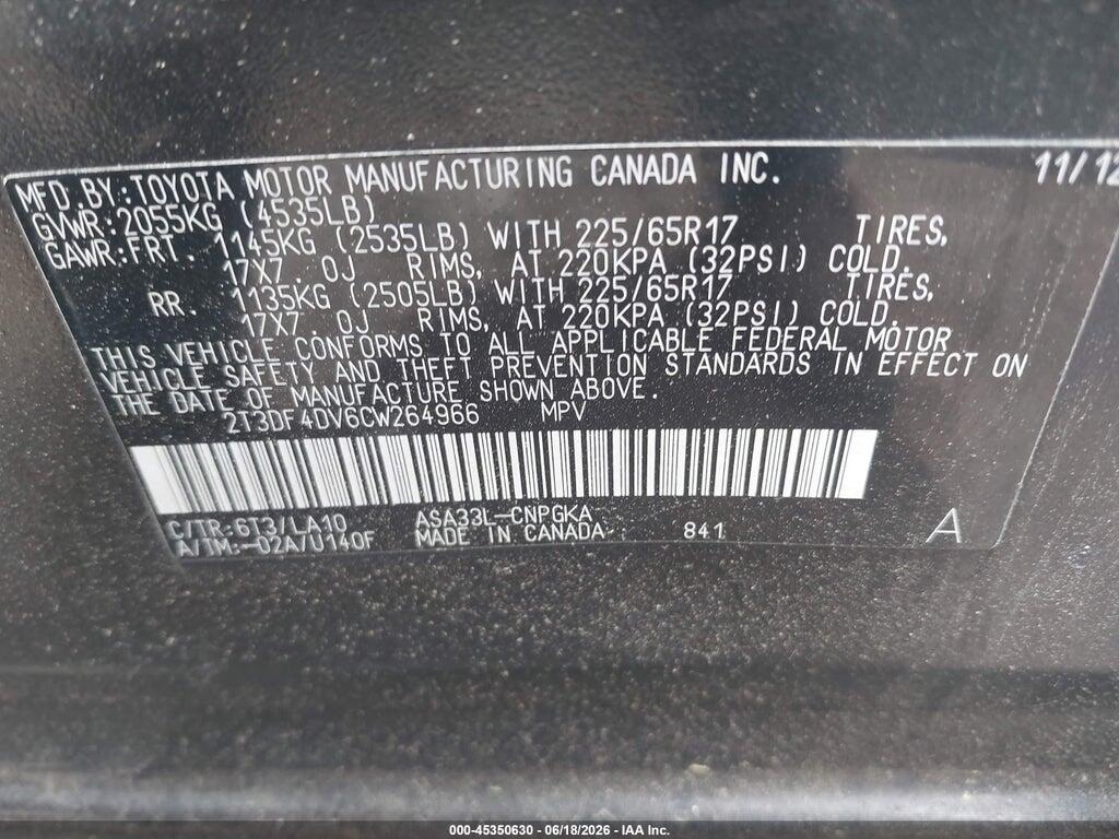 2T3DF4DV6CW264966 2012 TOYOTA RAV4 photo no. 9