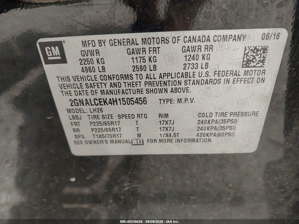 2GNALCEK4H1505456 2017 CHEVROLET EQUINOX photo no. 9
