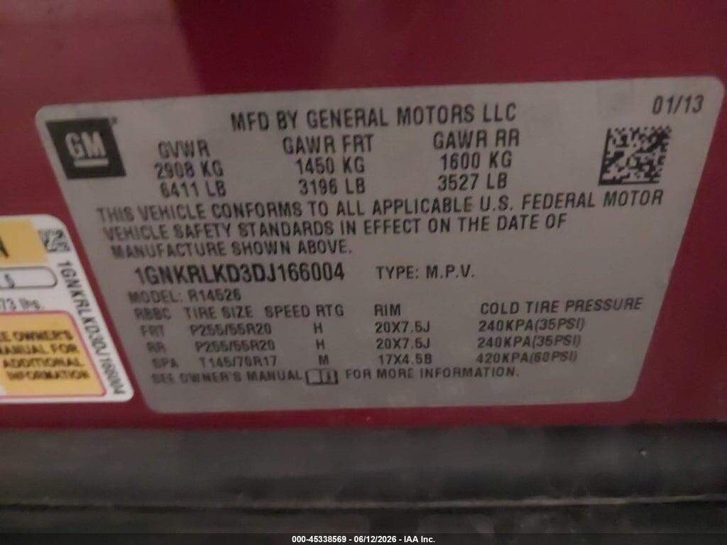 1GNKRLKD3DJ166004 2013 CHEVROLET TRAVERSE photo no. 9