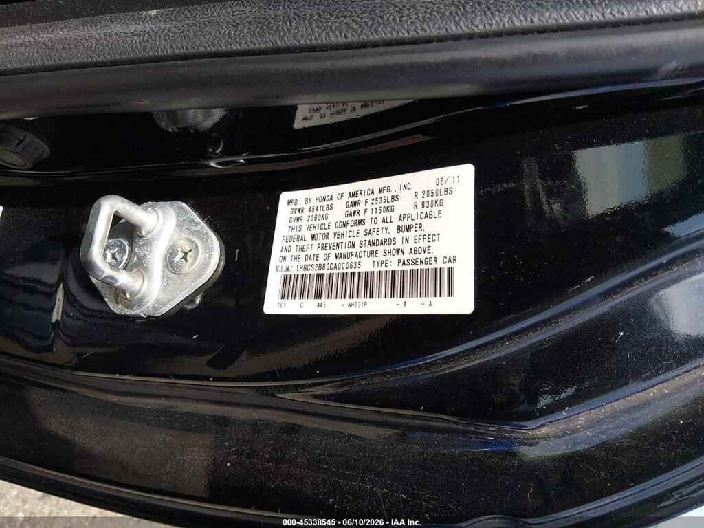 1HGCS2B80CA000635 2012 HONDA ACCORD photo no. 9