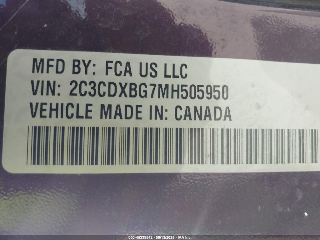 2C3CDXBG7MH505950 2021 DODGE CHARGER photo no. 9