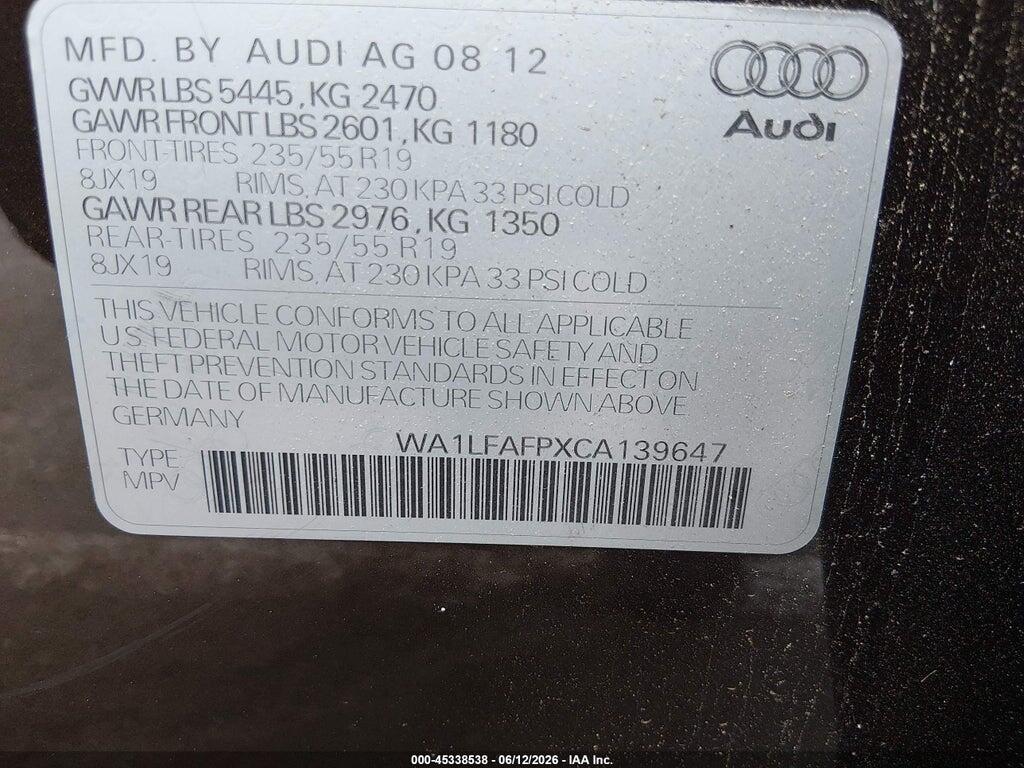 WA1LFAFPXCA139647 2012 AUDI Q5 photo no. 9