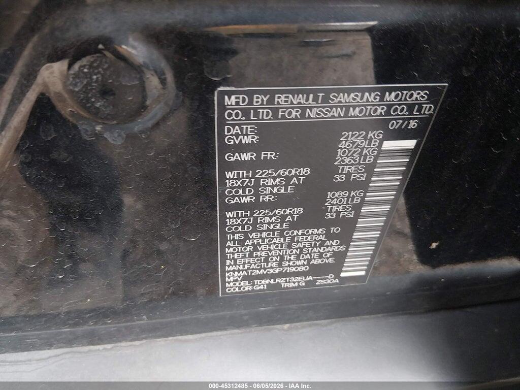 KNMAT2MV3GP719080 2016 NISSAN ROGUE photo no. 9