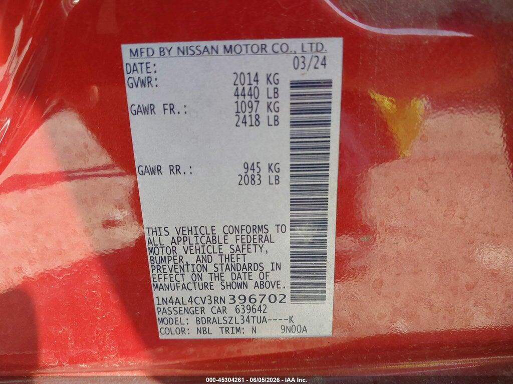 1N4AL4CV3RN396702 2024 NISSAN ALTIMA photo no. 9