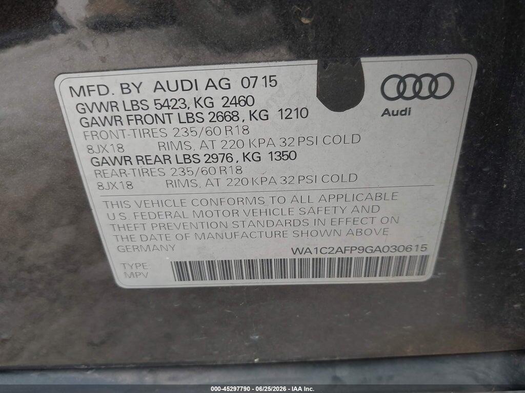 WA1C2AFP9GA030615 2016 AUDI Q5 photo no. 9
