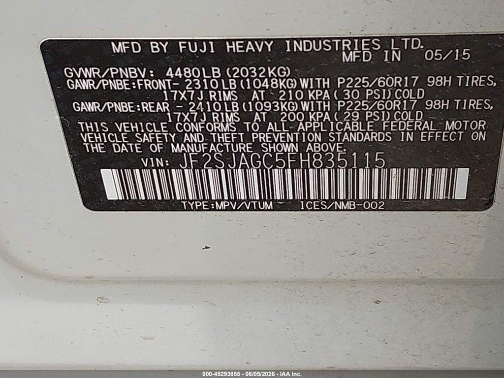 JF2SJAGC5FH835115 2015 SUBARU FORESTER photo no. 9