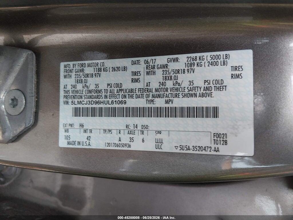 5LMCJ3D96HUL61069 2017 LINCOLN MKC photo no. 9