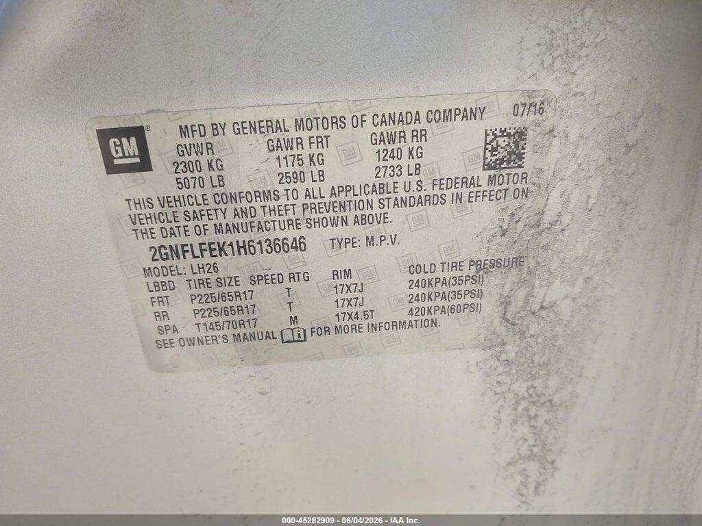 2GNFLFEK1H6136646 2017 CHEVROLET EQUINOX photo no. 9