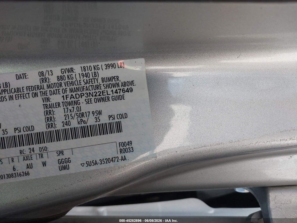 1FADP3N22EL147649 2014 FORD FOCUS photo no. 9