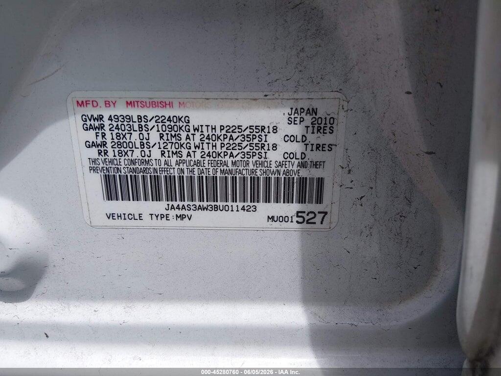 JA4AS3AW3BU011423 2011 MITSUBISHI OUTLANDER photo no. 9