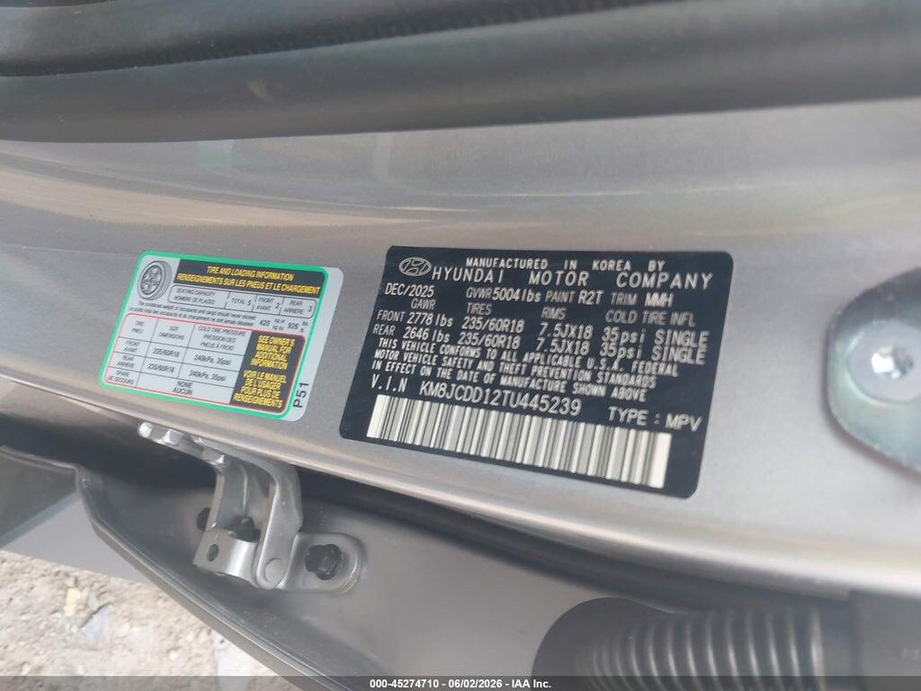 KM8JCDD12TU445239 2026 HYUNDAI TUCSON HYBRID photo no. 9
